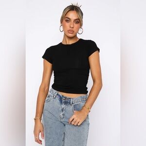 *WHITE FOX* Classic Black Short Sleeve Top Size Small